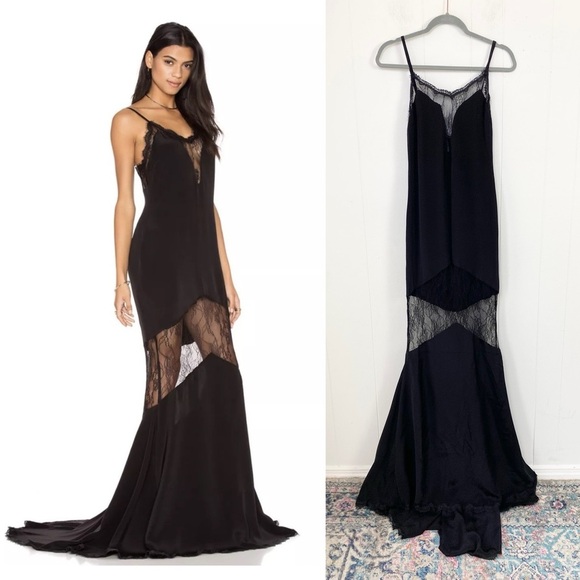 Stone Cold Fox Edwin Black Silk Slip Gown Size XS/S  Maxi Dress Elegant Silk - Picture 1 of 16